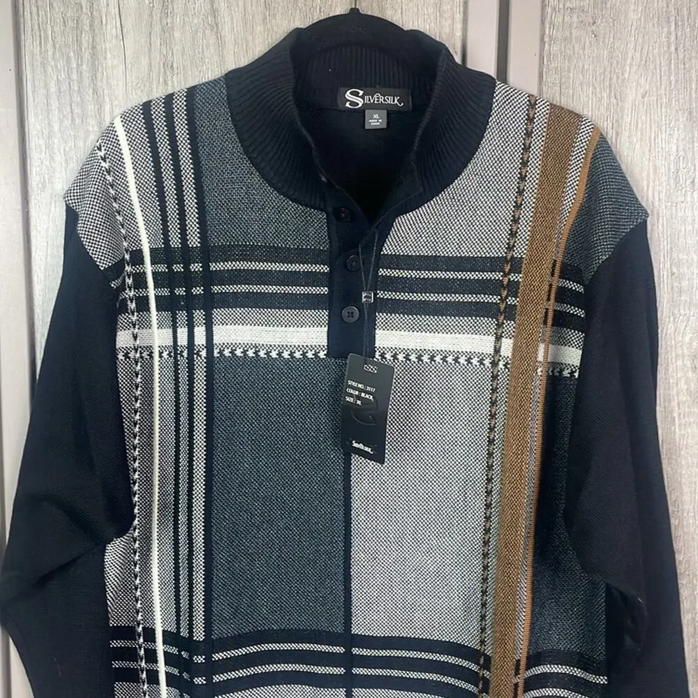 New! Vintage 90's Coogi style streetwear henley sweater men's XL